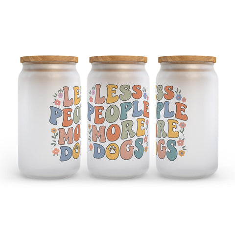 Less People More Dogs Frosted Glass Can Tumbler