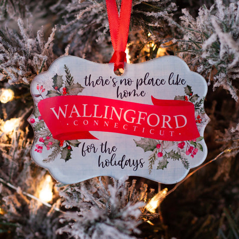 There's no place like home custom hometown acrylic christmas ornament