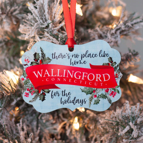 There's no place like home for the holidays custom hometown aluminum christmas ornament