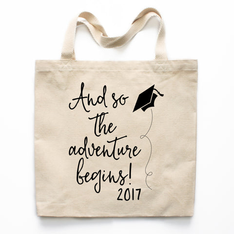 And So The Adventure Begins Graduation Canvas Tote Bag