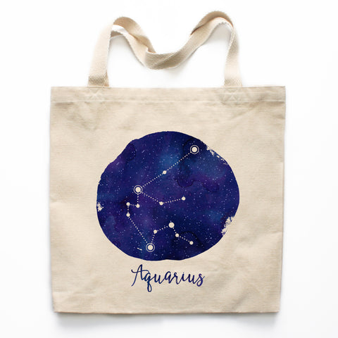 Aquarius Zodiac Constellation Canvas Tote Bag