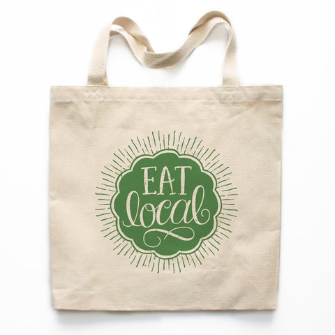 Eat Local Farmer's Market Canvas Tote Bag