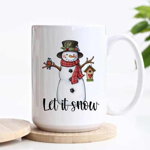 Let It Snow Christmas Snowman Ceramic Mug