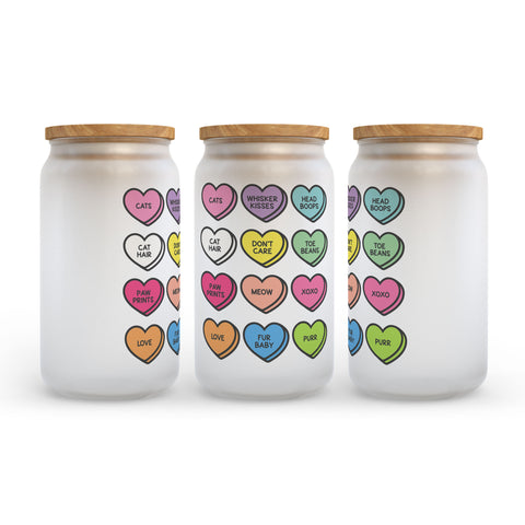 Anti Valentine's Day Conversation Hearts Frosted Glass Can Tumbler