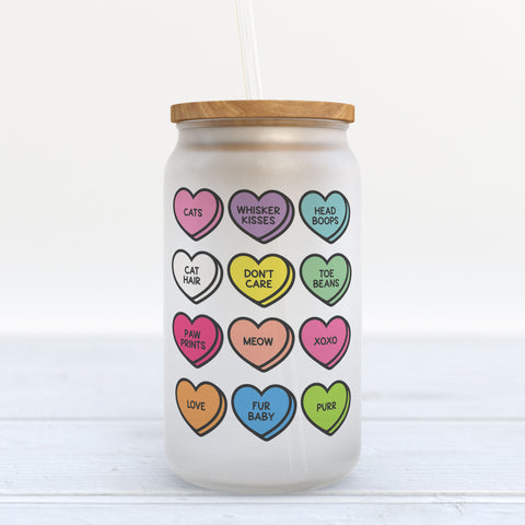Anti Valentine's Day Conversation Hearts Frosted Glass Can Tumbler