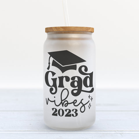 Grad Vibes 2023 Frosted Glass Can Tumbler