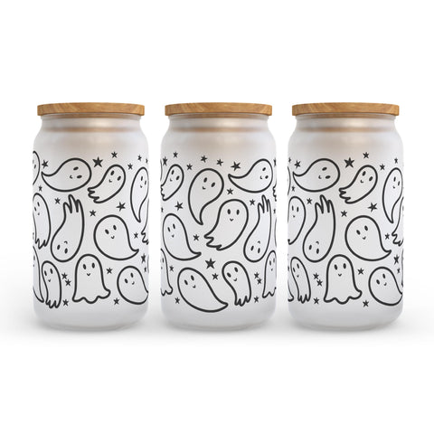 Cute Ghosts Halloween Frosted Glass Can Tumbler