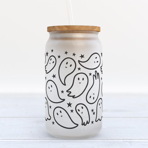 Cute Ghosts Halloween Frosted Glass Can Tumbler