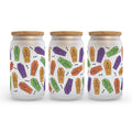 Orange Skeletons Halloween Frosted Glass Can Tumbler