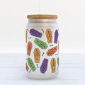 Orange Skeletons Halloween Frosted Glass Can Tumbler