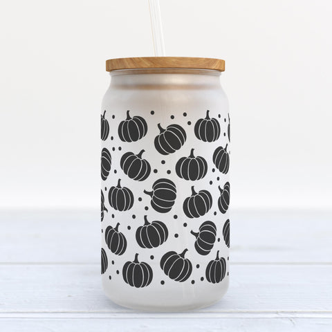 Black Pumpkins Fall Frosted Glass Can Tumbler