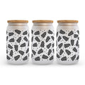 Black Fall Leaves Frosted Glass Can Tumbler