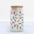 Christmas Lights Holiday Frosted Glass Can Tumbler