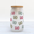 Ho Ho Ho Pink Christmas Frosted Glass Can Tumbler