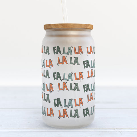 Fa La La La La Christmas Frosted Glass Can Tumbler