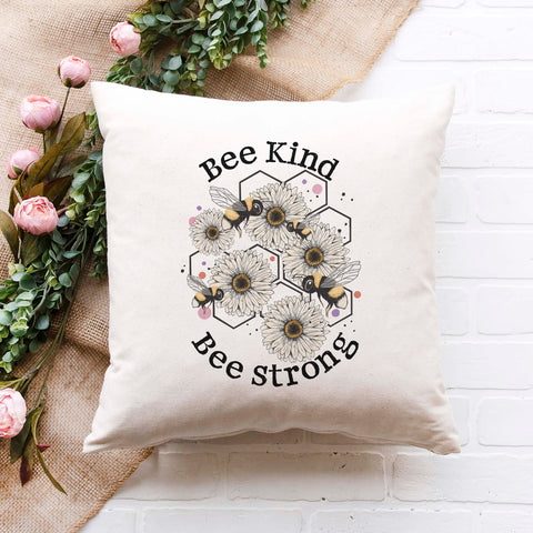Bee Kind Bee Strong Pillow Cover