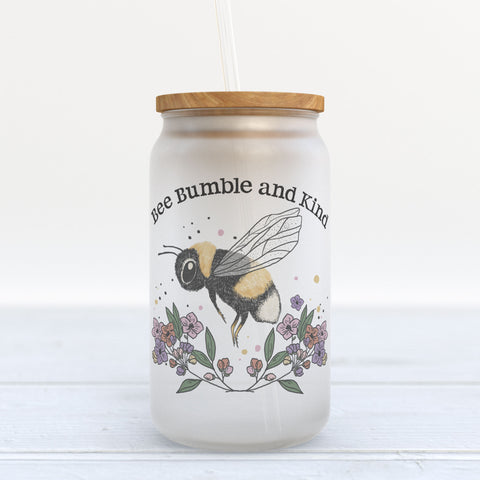 Be Bumble And Kind Frosted Glass Can Tumbler