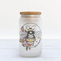 Bee Happy Frosted Glass Can Tumbler