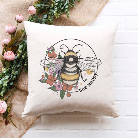 Bee Happy Pillow Cover