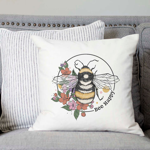 Bee Happy Pillow Cover