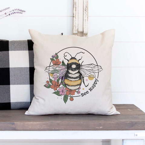 Bee Happy Pillow Cover