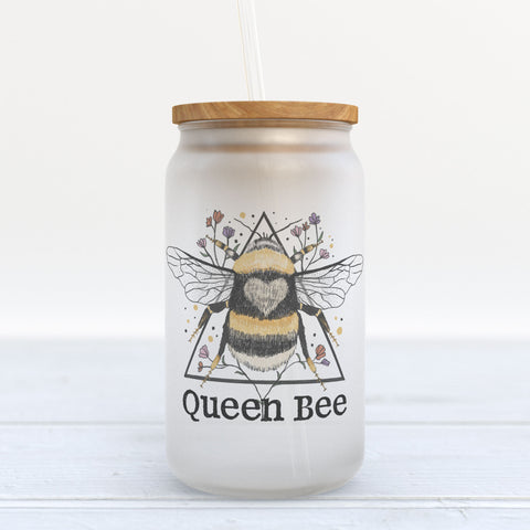 Queen Bee Frosted Glass Can Tumbler