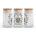 Think Happy Bee Happy Frosted Glass Can Tumbler