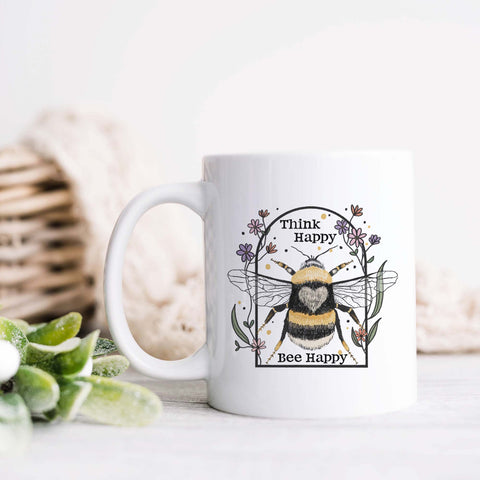 Think Happy Bee Happy Ceramic Mug