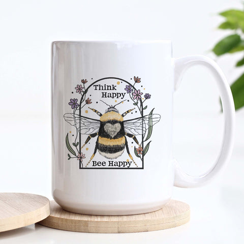 Think Happy Bee Happy Ceramic Mug