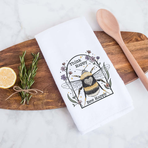 Think Happy Bee Happy Kitchen Towel