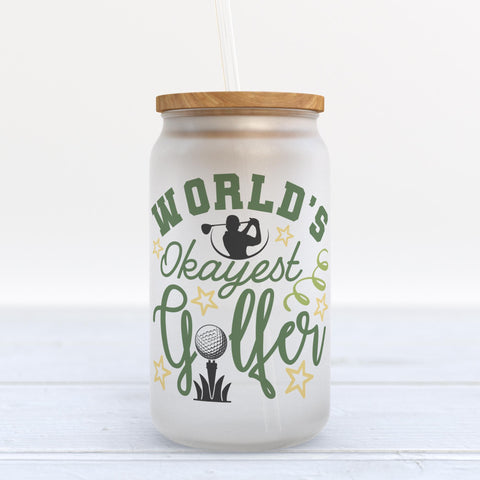 World's Okayest Golfer Golf Frosted Glass Can Tumbler