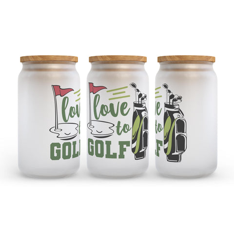 Love To Golf Frosted Glass Can Tumbler