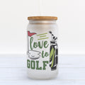 Love To Golf Frosted Glass Can Tumbler
