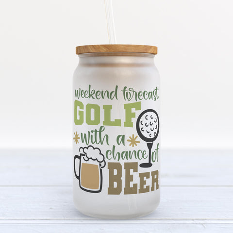 Weekend Forecast Golf With A Chance Of Beer Frosted Glass Can Tumbler