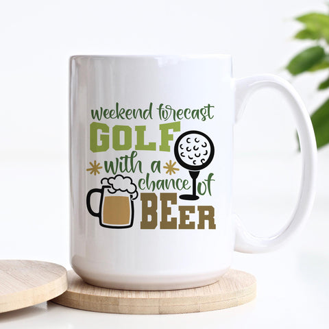 Weekend Forecast Golf With A Chance Of Beer Ceramic Mug