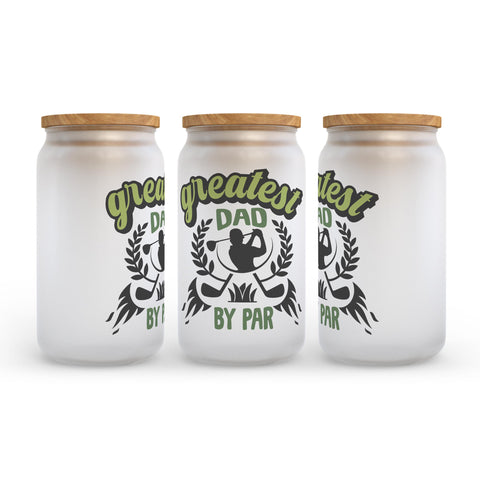 Greatest Dad By Par Golf Frosted Glass Can Tumbler