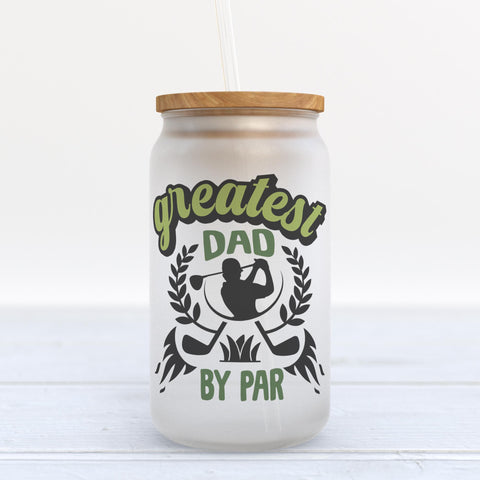 Greatest Dad By Par Golf Frosted Glass Can Tumbler