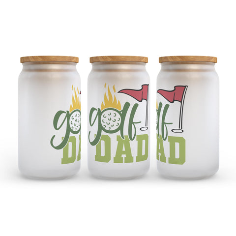 Golf Dad Frosted Glass Can Tumbler