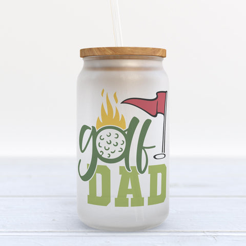 Golf Dad Frosted Glass Can Tumbler