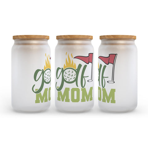 Golf Mom Frosted Glass Can Tumbler