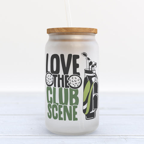 Love The Club Scene Golf Frosted Glass Can Tumbler