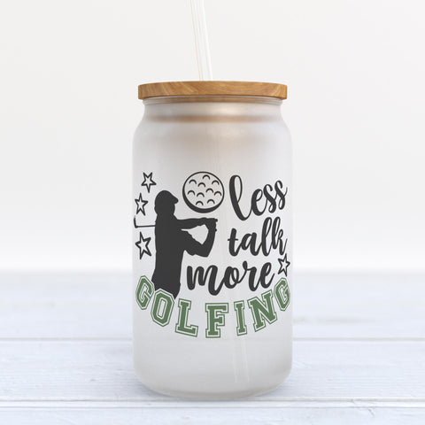 Less Talk More Golfing Frosted Glass Can Tumbler