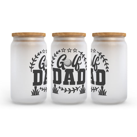 Golf Dad Frosted Glass Can Tumbler