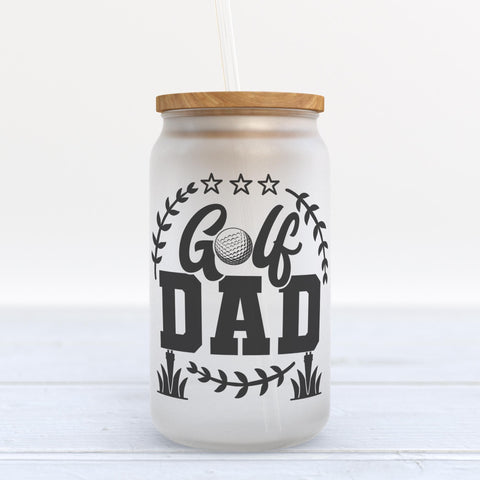 Golf Dad Frosted Glass Can Tumbler