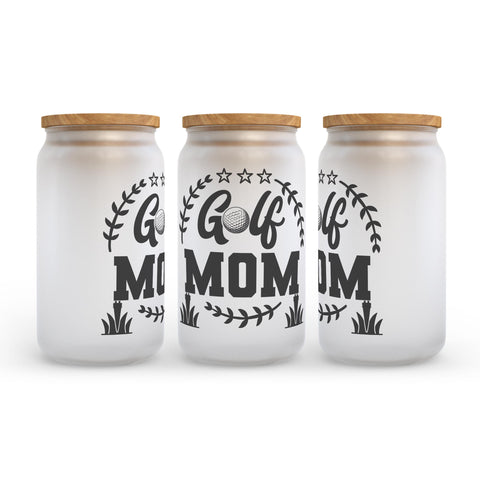 Golf Mom Frosted Glass Can Tumbler