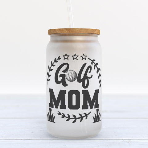 Golf Mom Frosted Glass Can Tumbler