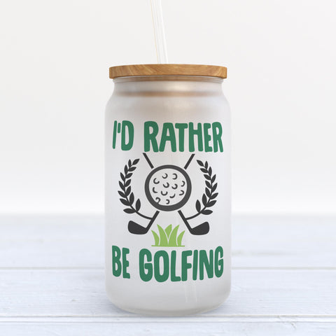 I'd Rather Be Golfing Frosted Glass Can Tumbler
