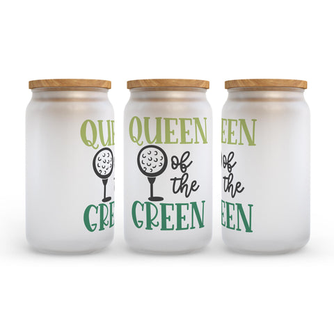 Queen Of The Green Golf Frosted Glass Can Tumbler