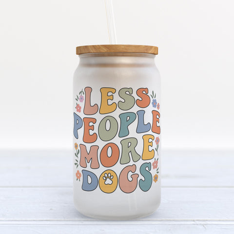 Less People More Dogs Frosted Glass Can Tumbler