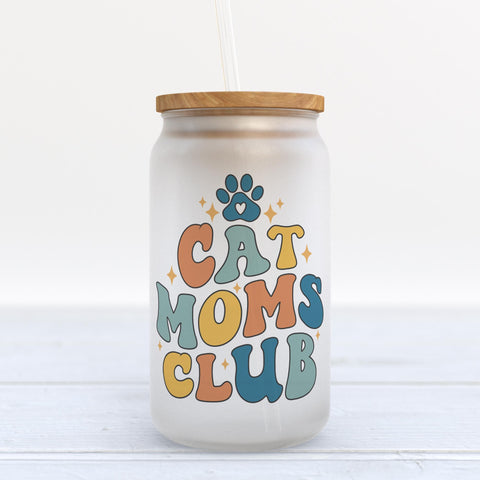 Cat Moms Club Frosted Glass Can Tumbler